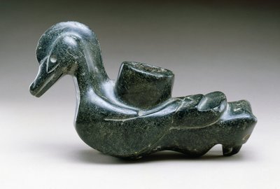 Bird effigy pipe, 100-600 steatite by Copena culture